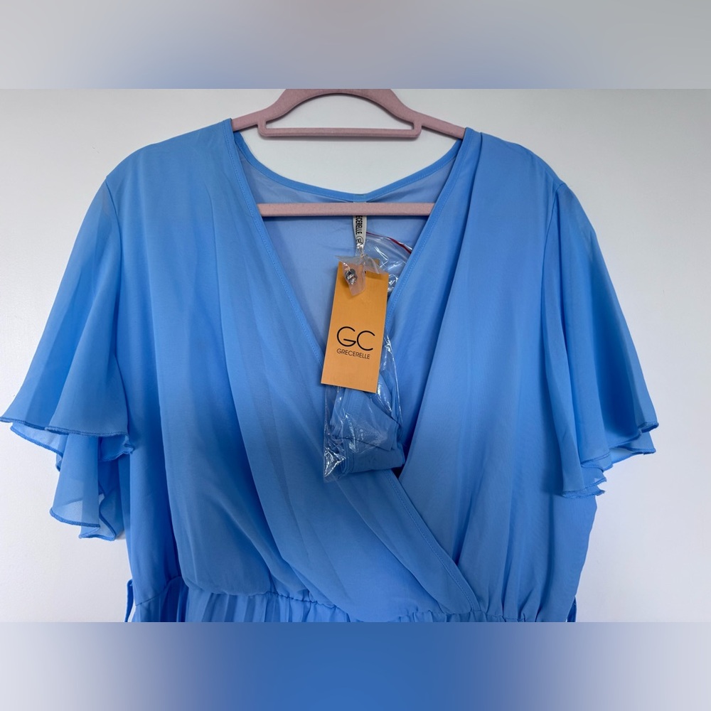 Elegant Blue Pleated Dress - NWT - Picture 4 of 9
